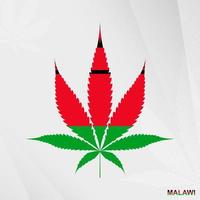 bandeira do malawi dentro maconha folha forma. a conceito do legalização cannabis dentro maláui. vetor