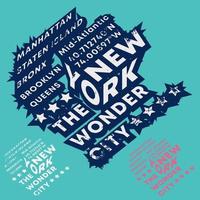 new york - tipografia da cidade das maravilhas para selos de camisetas, impressão de camisetas, apliques, slogan da moda, crachá, etiqueta de roupas, jeans e roupas casuais. ilustração vetorial vetor