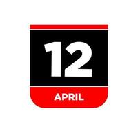 12º abril vetor ícone. 12 abril calendário.