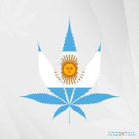 bandeira do Argentina dentro maconha folha forma. a conceito do legalização cannabis dentro Argentina. vetor