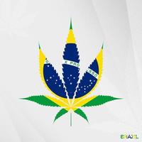 bandeira do Brasil dentro maconha folha forma. a conceito do legalização cannabis dentro brasil. vetor