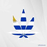 bandeira do Uruguai dentro maconha folha forma. a conceito do legalização cannabis dentro Uruguai. vetor