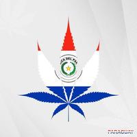 bandeira do Paraguai dentro maconha folha forma. a conceito do legalização cannabis dentro Paraguai. vetor