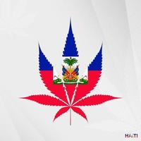 bandeira do Haiti dentro maconha folha forma. a conceito do legalização cannabis dentro Haiti. vetor