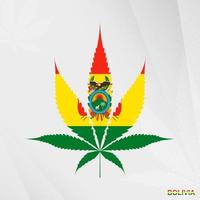 bandeira do Bolívia dentro maconha folha forma. a conceito do legalização cannabis dentro Bolívia. vetor