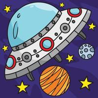 UFO nave espacial colori desenho animado ilustração vetor