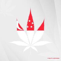 bandeira do Cingapura dentro maconha folha forma. a conceito do legalização cannabis dentro Cingapura. vetor