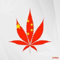bandeira do China dentro maconha folha forma. a conceito do legalização cannabis dentro China. vetor