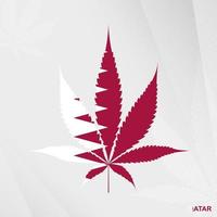 bandeira do Catar dentro maconha folha forma. a conceito do legalização cannabis dentro Catar. vetor