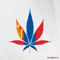 bandeira do Mongólia dentro maconha folha forma. a conceito do legalização cannabis dentro Mongólia. vetor