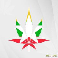 bandeira do myanmar dentro maconha folha forma. a conceito do legalização cannabis dentro myanmar. vetor