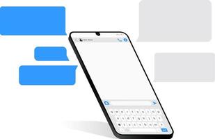 realista vetor Smartphone texto mensagem vetor ilustração. social meios de comunicação bate-papo escrevendo mensagem vetor