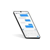 realista vetor Smartphone texto mensagem vetor ilustração. social meios de comunicação bate-papo escrevendo mensagem vetor