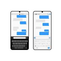 Smartphone conversando SMS aplicativo modelo bolhas, Preto e branco tema. Lugar, colocar seu próprio texto para a mensagem nuvens. compor diálogos usando amostras bolhas eps 10 formato vetor