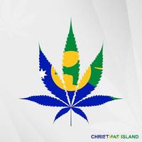 bandeira do Natal ilha dentro maconha folha forma. a conceito do legalização cannabis dentro Natal ilha. vetor