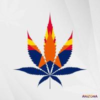 bandeira do Arizona dentro maconha folha forma. a conceito do legalização cannabis dentro arizona. vetor