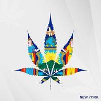 bandeira do Novo Iorque dentro maconha folha forma. a conceito do legalização cannabis dentro Novo Iorque. vetor
