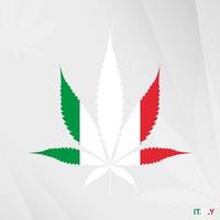 bandeira do Itália dentro maconha folha forma. a conceito do legalização cannabis dentro Itália. vetor
