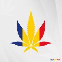 bandeira do romênia dentro maconha folha forma. a conceito do legalização cannabis dentro roménia. vetor