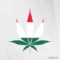 bandeira do Hungria dentro maconha folha forma. a conceito do legalização cannabis dentro Hungria. vetor