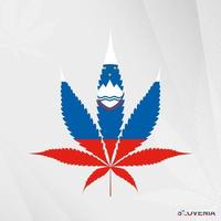 bandeira do eslovénia dentro maconha folha forma. a conceito do legalização cannabis dentro eslovênia. vetor