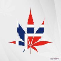 bandeira do Noruega dentro maconha folha forma. a conceito do legalização cannabis dentro Noruega. vetor