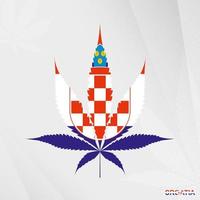 bandeira do Croácia dentro maconha folha forma. a conceito do legalização cannabis dentro Croácia. vetor