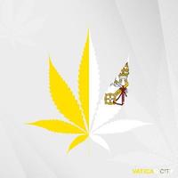 bandeira do Vaticano cidade dentro maconha folha forma. a conceito do legalização cannabis dentro Vaticano cidade. vetor