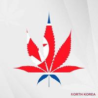 bandeira do norte Coréia dentro maconha folha forma. a conceito do legalização cannabis dentro norte Coréia. vetor