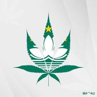 bandeira do macau dentro maconha folha forma. a conceito do legalização cannabis dentro macau. vetor