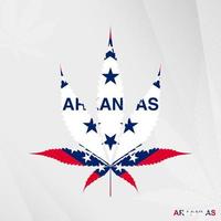 bandeira do Arkansas dentro maconha folha forma. a conceito do legalização cannabis dentro arkansas. vetor