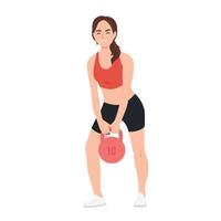 ginástica mulher elevação pesado kettlebell. exercite-se ou exercício para corpo vetor