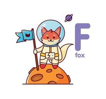 Raposa em a lua. fofa animal a astronauta. vetor ilustração alfabeto