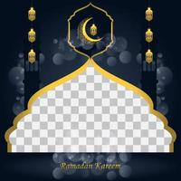 cartão Ramadan Kareem. mídia social postar modelo com lanterna árabe e lua. planos de fundo islâmicos para cartazes, banners, cartões comemorativos e modelo de postagem de mídia social. vetor