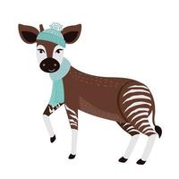 a personagem. okapi dentro uma chapéu com uma lenço. vetor ilustração