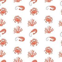 padronizar com caranguejos, corais e camarões, plano estilo vetor ilustração.