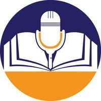 design de logotipo de vetor de livro de podcast. conceito de logotipo de podcast de educação.