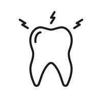 dor de dente linha ícone. dentes dor. dente dor linear pictograma. oral cuidados de saúde problema, odontologia esboço símbolo. dental tratamento placa. editável AVC. isolado vetor ilustração.