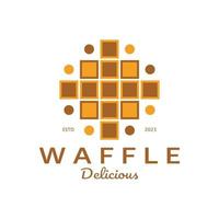 waffle logotipo simples ilustração projeto, para pastelaria loja,brasão de armas,crachá,padaria negócios, pastelaria, padaria, vetor