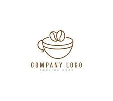 ilustração do café fazer compras feijões e folhas com linha arte dentro uma minimalista estilo logotipo modelo Prêmio vetor
