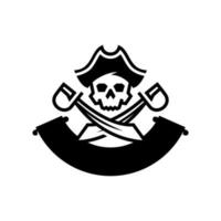 crânio do morto pirata logotipo com chapéu e cruzando marinheiro espadas mascote emblema Projeto . esqueleto marinheiro capitão ícone logotipo ilustração mascote. vetor