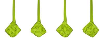 ketupat ásia tradicional arroz dumplings, isolado em branco fundo, vetor ilustração