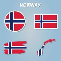 mapa do Noruega preenchidas com bandeira do a estado. vetor