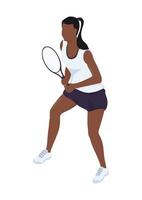 tênis jogador. uma mulher jogando tênis. plano vetor Projeto.