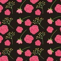 padrão floral sem costura com pequenas rosas cor de rosa vetor