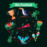 conjunto de ícones do carnaval brasileiro do rio festival vetor