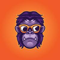 macaco macaco com óculos logotipo, legal logotipo Projeto vetor