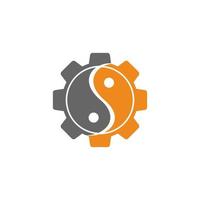 ícone de modelo de design de negócios de engrenagem yin yang vetor