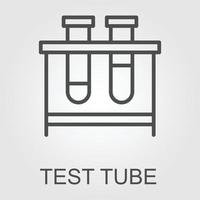 ícone linear de teste de laboratório. diagnóstico laboratorial. pesquisa química. ilustração de linha fina. Tubos de ensaio. laboratório científico. símbolo de contorno. ilustração em vetor contorno isolado. traço editável