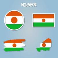 Níger nacional bandeira mapa projeto, ilustração do Níger país bandeira dentro a mapa. vetor